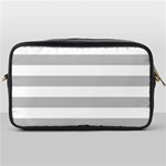 Horizontal Stripes - White and Silver Gray Toiletries Bag (One Side)