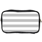 Horizontal Stripes - White and Silver Gray Toiletries Bag (Two Sides)