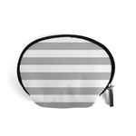 Horizontal Stripes - White and Silver Gray Accessory Pouch (Small)