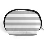 Horizontal Stripes - White and Silver Gray Accessory Pouch (Medium)