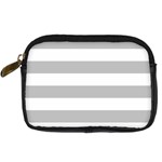 Horizontal Stripes - White and Silver Gray Digital Camera Leather Case