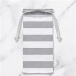 Horizontal Stripes - White and Silver Gray Jewelry Bag