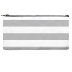 Horizontal Stripes - White and Silver Gray Pencil Case