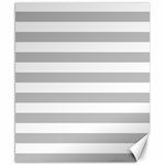 Horizontal Stripes - White and Silver Gray Canvas 8  x 10 