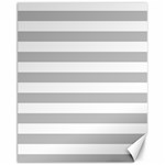 Horizontal Stripes - White and Silver Gray Canvas 11  x 14 