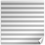 Horizontal Stripes - White and Silver Gray Canvas 12  x 12 