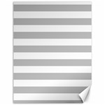 Horizontal Stripes - White and Silver Gray Canvas 12  x 16 