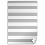 Horizontal Stripes - White and Silver Gray Canvas 12  x 18 