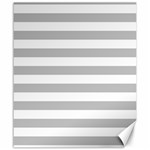 Horizontal Stripes - White and Silver Gray Canvas 20  x 24 