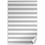 Horizontal Stripes - White and Silver Gray Canvas 24  x 36 