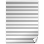 Horizontal Stripes - White and Silver Gray Canvas 36  x 48 