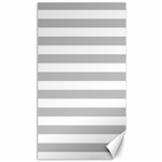 Horizontal Stripes - White and Silver Gray Canvas 40  x 72 