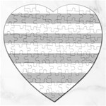 Horizontal Stripes - White and Silver Gray Jigsaw Puzzle (Heart)