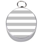 Horizontal Stripes - White and Silver Gray Silver Compass