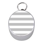 Horizontal Stripes - White and Silver Gray Silver Compass (Mini)