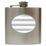 Horizontal Stripes - White and Silver Gray Hip Flask (6 oz)