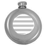 Horizontal Stripes - White and Silver Gray Hip Flask (5 oz)