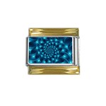 Glossy Light Blue Spiral Fractal Gold Trim Italian Charm (9mm)