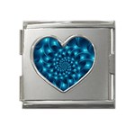 Glossy Light Blue Spiral Fractal Mega Link Heart Italian Charm (18mm)