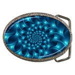 Glossy Light Blue Spiral Fractal Belt Buckle