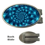 Glossy Light Blue Spiral Fractal Money Clip (Oval)