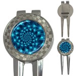 Glossy Light Blue Spiral Fractal 3-in-1 Golf Divot