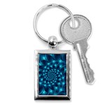 Glossy Light Blue Spiral Fractal Key Chain (Rectangle)