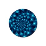 Glossy Light Blue Spiral Fractal Rubber Coaster (Round)