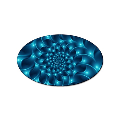 Glossy Light Blue Spiral Fractal Sticker (Oval) from ArtsNow.com Front