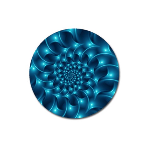 Glossy Light Blue Spiral Fractal Magnet 3  (Round) from ArtsNow.com Front