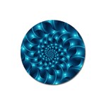 Glossy Light Blue Spiral Fractal Magnet 3  (Round)