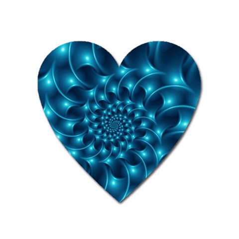 Glossy Light Blue Spiral Fractal Magnet (Heart) from ArtsNow.com Front