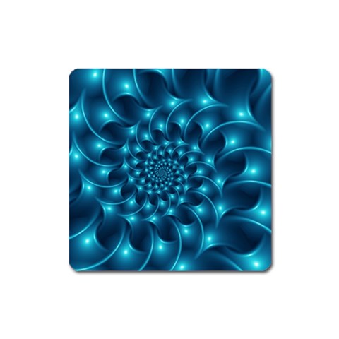 Glossy Light Blue Spiral Fractal Magnet (Square) from ArtsNow.com Front