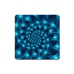 Glossy Light Blue Spiral Fractal Magnet (Square)