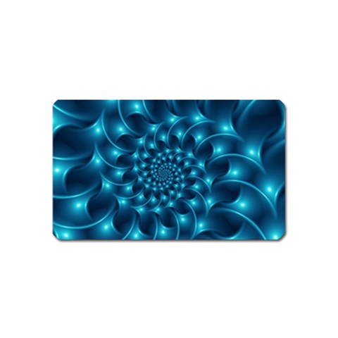 Glossy Light Blue Spiral Fractal Magnet (Name Card) from ArtsNow.com Front