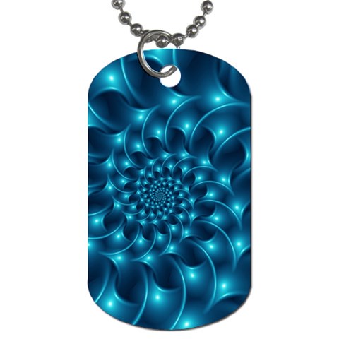 Glossy Light Blue Spiral Fractal Dog Tag (One Side) from ArtsNow.com Front