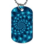 Glossy Light Blue Spiral Fractal Dog Tag (One Side)