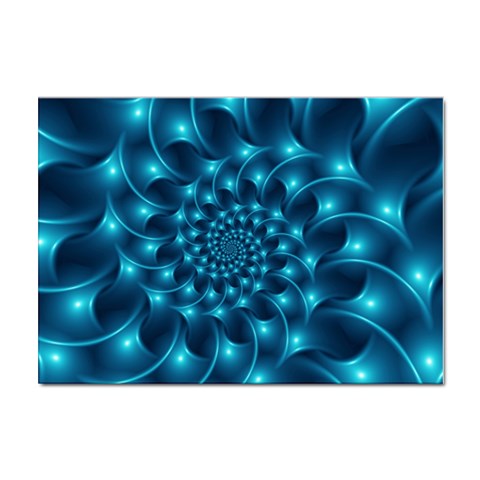 Glossy Light Blue Spiral Fractal Sticker A4 (10 pack) from ArtsNow.com Front