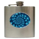 Glossy Light Blue Spiral Fractal Hip Flask (6 oz)