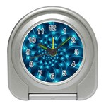 Glossy Light Blue Spiral Fractal Travel Alarm Clock