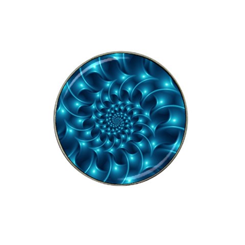 Glossy Light Blue Spiral Fractal Hat Clip Ball Marker from ArtsNow.com Front