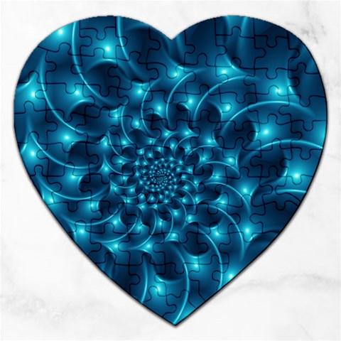 Glossy Light Blue Spiral Fractal Jigsaw Puzzle (Heart) from ArtsNow.com Front