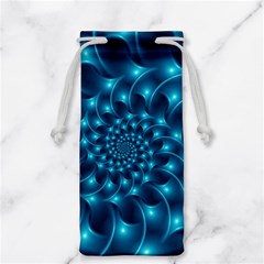 Glossy Light Blue Spiral Fractal Jewelry Bag from ArtsNow.com Front