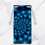 Glossy Light Blue Spiral Fractal Jewelry Bag