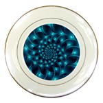 Glossy Light Blue Spiral Fractal Porcelain Plate