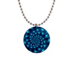 Glossy Light Blue Spiral Fractal 1  Button Necklace