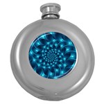 Glossy Light Blue Spiral Fractal Hip Flask (5 oz)