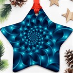 Glossy Light Blue Spiral Fractal Star Ornament (Two Sides)