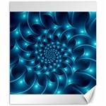 Glossy Light Blue Spiral Fractal Canvas 8  x 10 