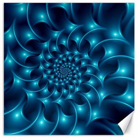 Glossy Light Blue Spiral Fractal Canvas 12  x 12  from ArtsNow.com 11.4 x11.56  Canvas - 1